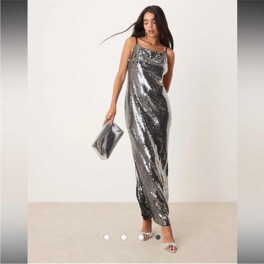 Ever New Sequin Backless Maxi Dress Black Size 6 NWOT Evening Formal